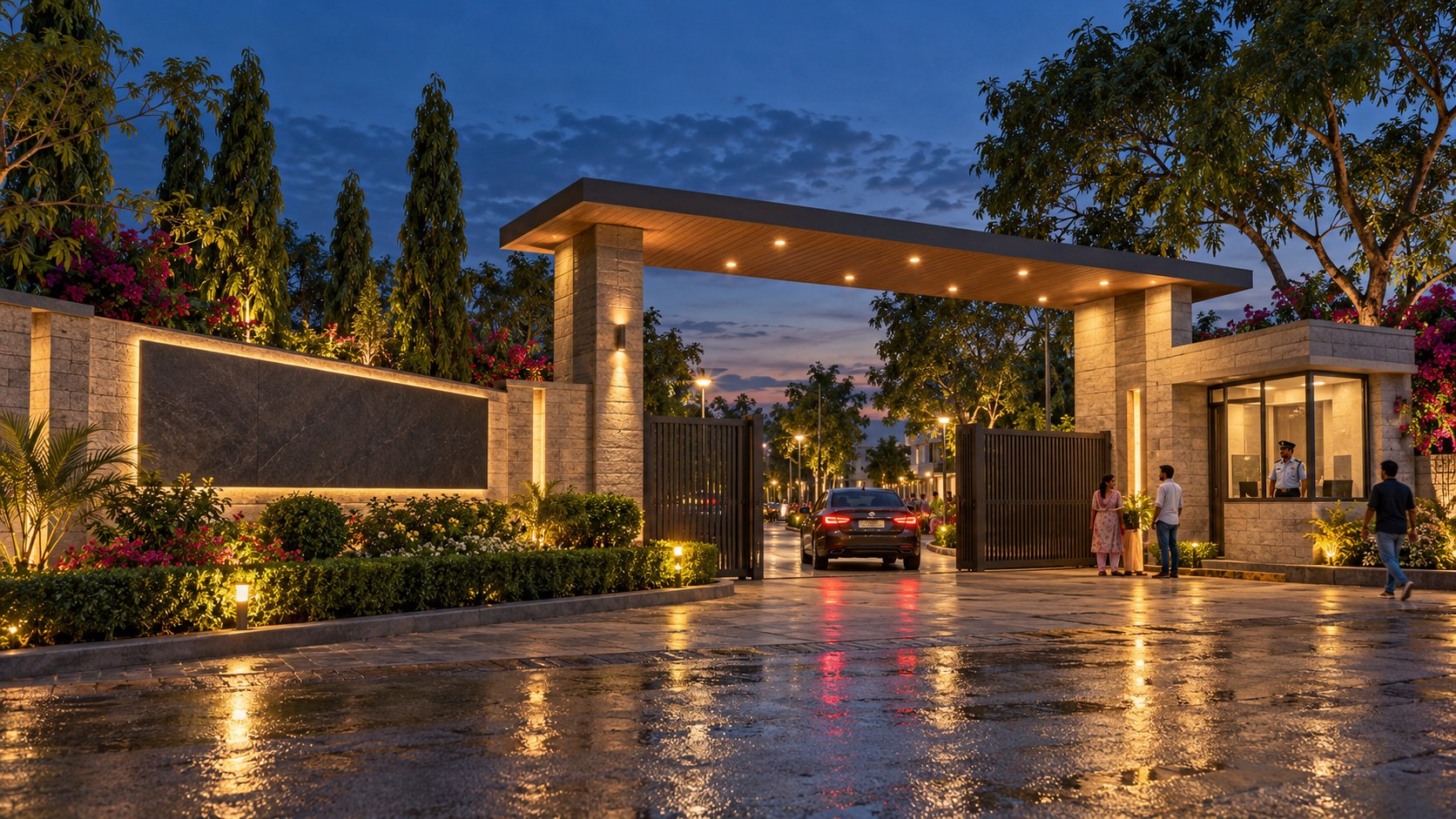 DRMS Dharamansa entrance gate at night